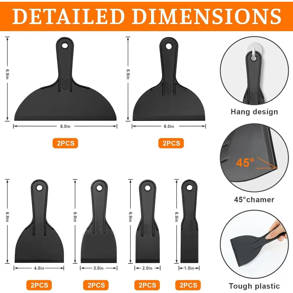 15 عبوة من سكاكين المعجون البلاستيكية، مكشطة سكين المعجون للتناول، مجموعة أدوات مكشطة في 6 أحجام، سكاكين مرنة لتسجيل الحوائط الجافة #2
