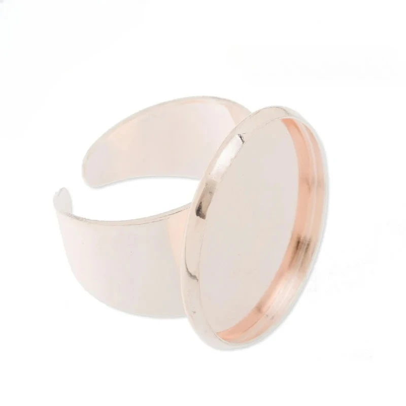 

20PCS Rose Gold Adjustable Shallow Bottom Ring Setting with 20mm Round bezel