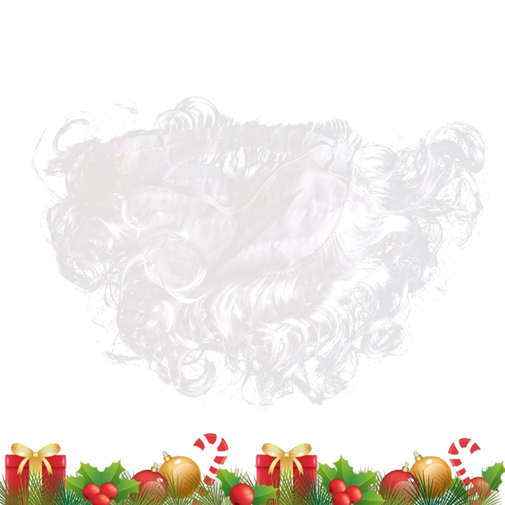 

White Santa Claus Curly Beard Durable Elastic Beard Full Layered Santa Cosplay Costume Props For Christmas Performance