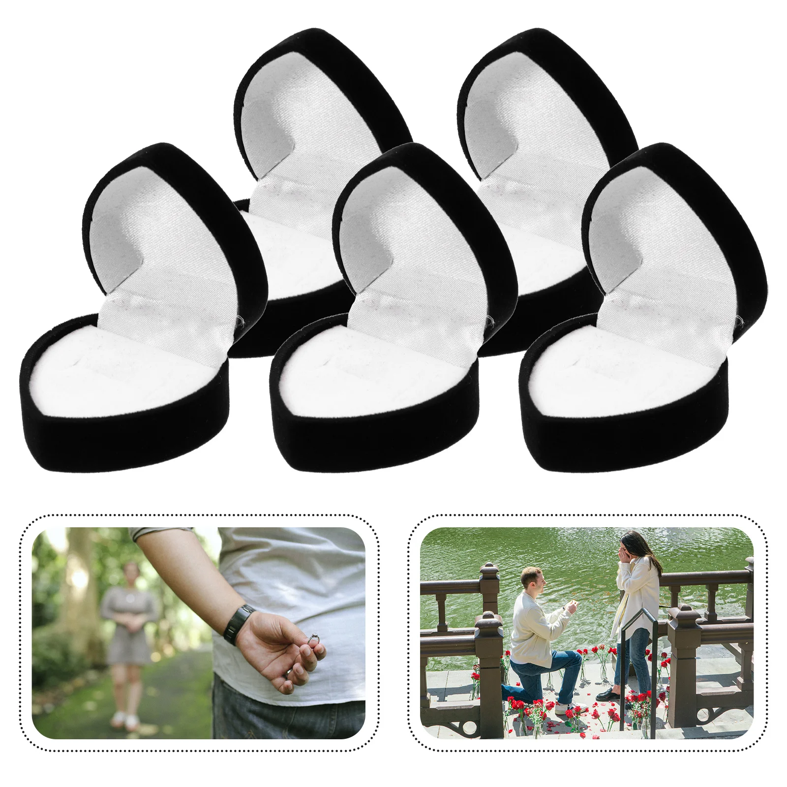 6Pcs Heart Shaped Ring Box Small Portable Ring Organizer for Wedding Engagement Proposal Jewelry Storage Gift Earring Box Gift
