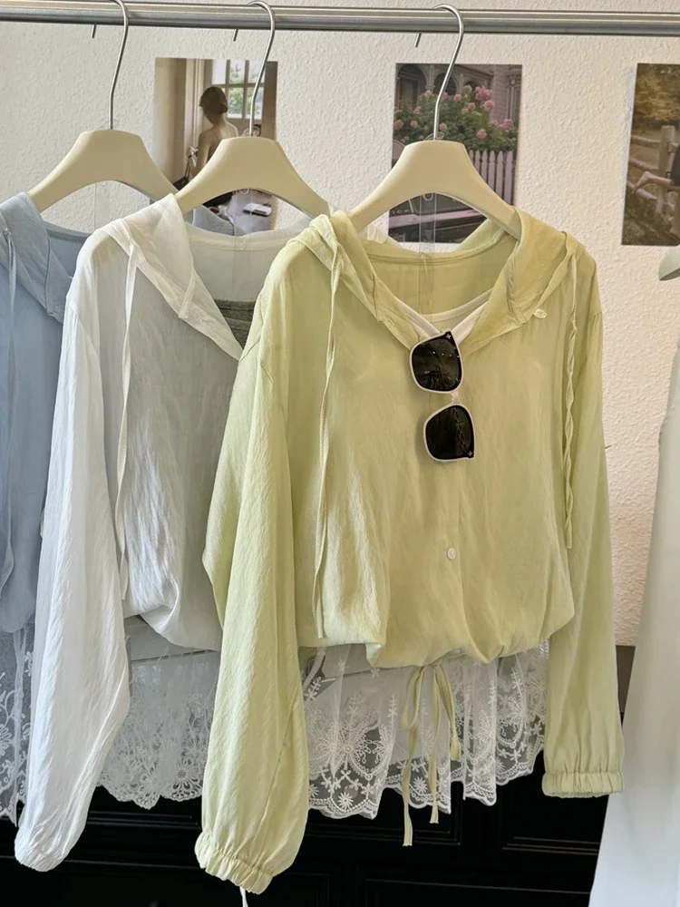 

Summer Sunscreen Clothing Casual Tops Women's Solid Color Ultra-thin Breathable Sun Protection Cardigan Women Short Jacket