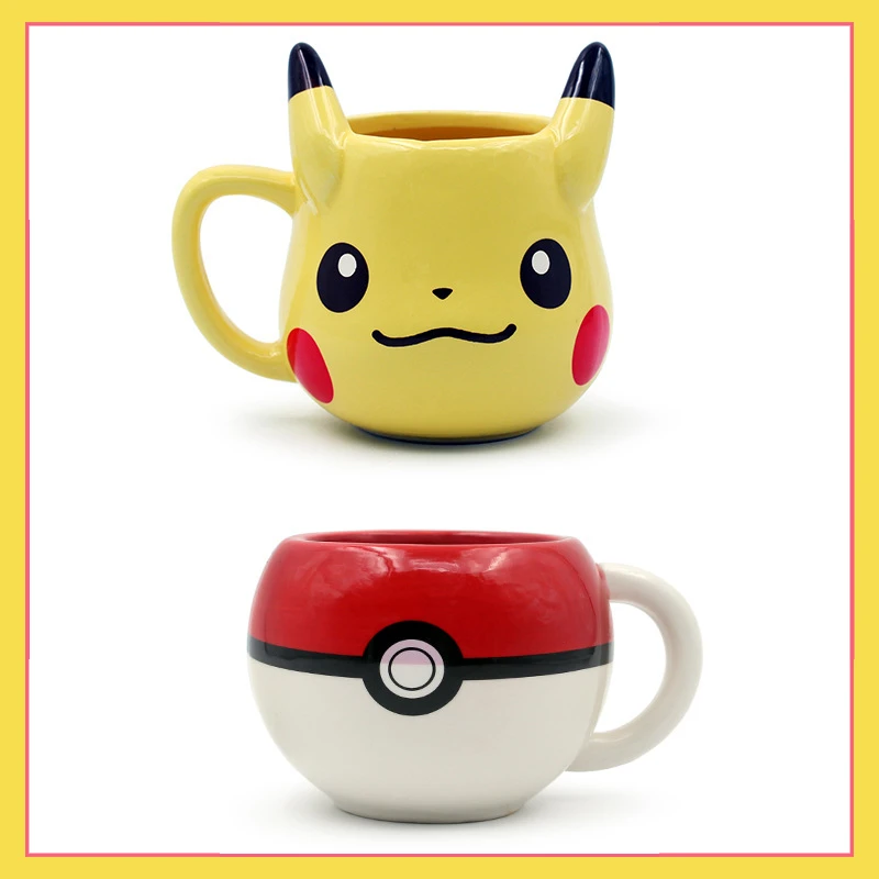 New Anime Peripherals Pikachu Ceramic Cup Mug Childrens Water Cup Cute Poke Ball Cup Ornament Collection Best Birthday Toy Gifts