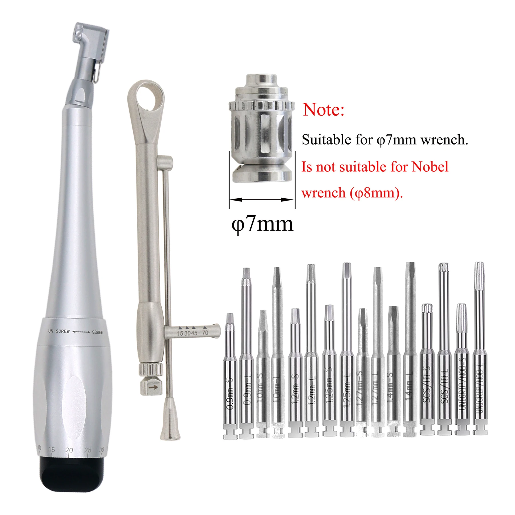 

Dental Implant Screwdriver Set with 7MM Universal Torque Wrench & 16pcs Stainless Steel Screw Drivers & Adapter 7MM