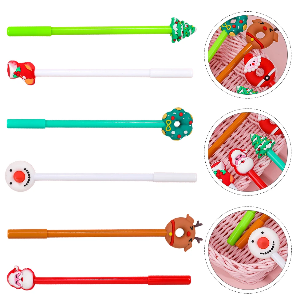 

6 Pcs Santa Claus Pen Novelty Bulk Pens Cartoon Christmas for Kids Plastic Cute Elder