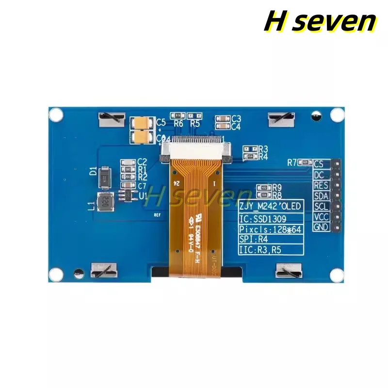 2.42 Cal wyświetlacz OLED moduł ekranu LCD rozdzielczość 128*64 SPI/interfejs IIC SSD1309 sterownik 4Pin 7Pin