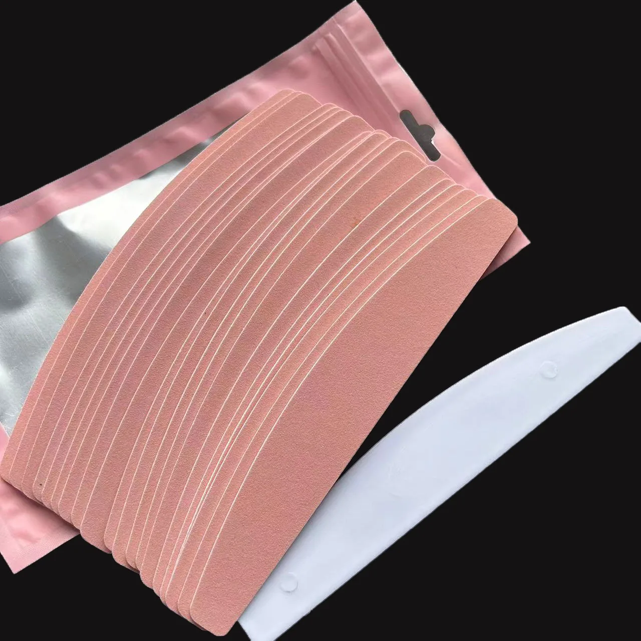 1 zestaw (20 szt.) wymienne podkładki trwałe pilniki do paznokci różowe podkładki do papieru ściernego halfmoon shape pilnik do paznokci