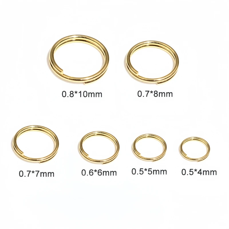 100 Stück/Lot 4-10mm Edelstahl-Spaltringe, offene Doppelschlaufen-Verbindungsringe für DIY-Bastelarbeiten und Schmuckherstellung – Detail 1
