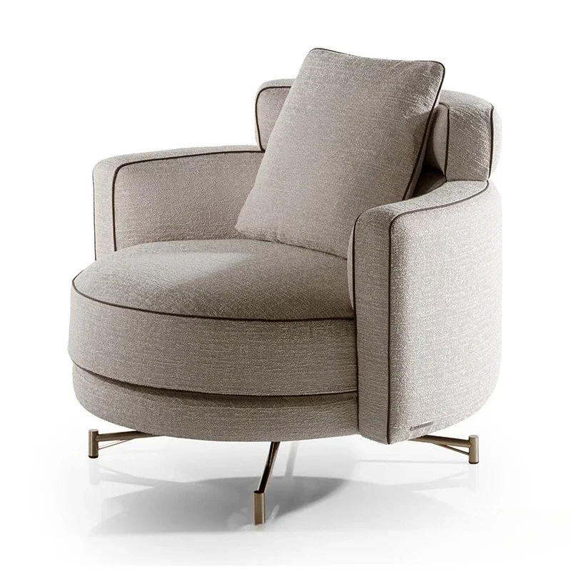 Italian light luxury single rotating sofa chair simple stainless steel fabric leisure chair