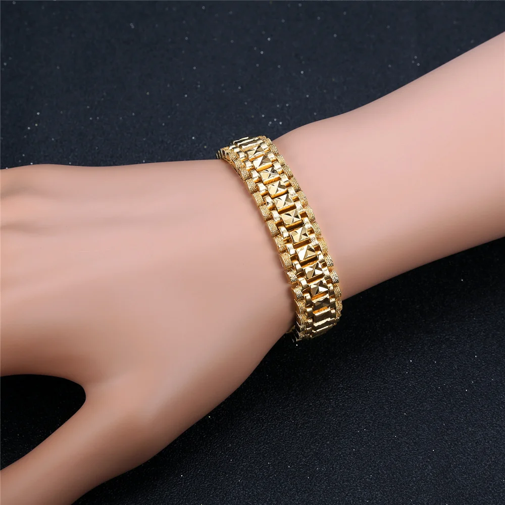 Male Bracelet Women Jewelry 12MM Pulseira Masculine Trendy Gold Color Chunky Chain Link Bracelet Wholesale Bileklik For Man P166