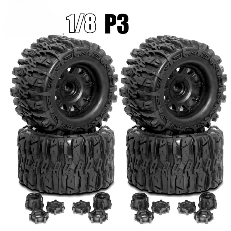 

4PCS 1/8 Wheels Tires 170mm Tyre Weel 17mm Hex Hub Rubber Sponge for 1/8 RC Car Monster Truck Buggy