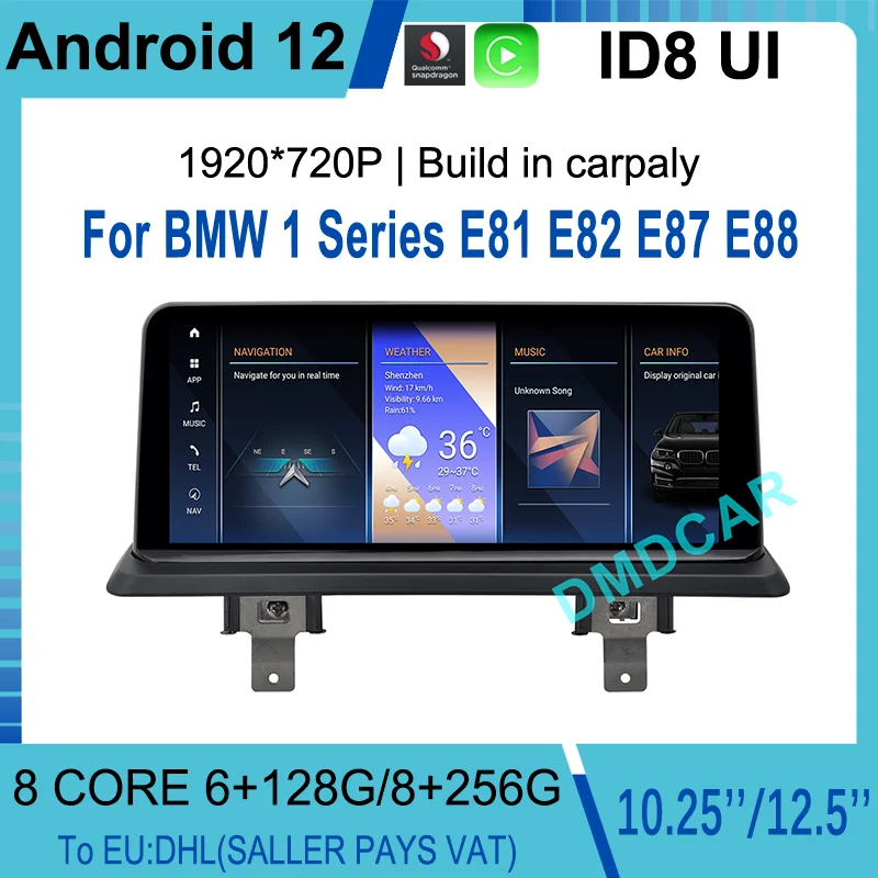 

Android 12 8+128G Car Multimedia Player GPS Navi Radio for BMW 1 Series 120i E81 E82 E87 E88 carplay