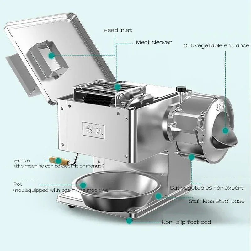 Multi-Functional Meat Cutter For Slicing Shredding Vegetables Pork Fish Commercial Integrated Meat Slicer
