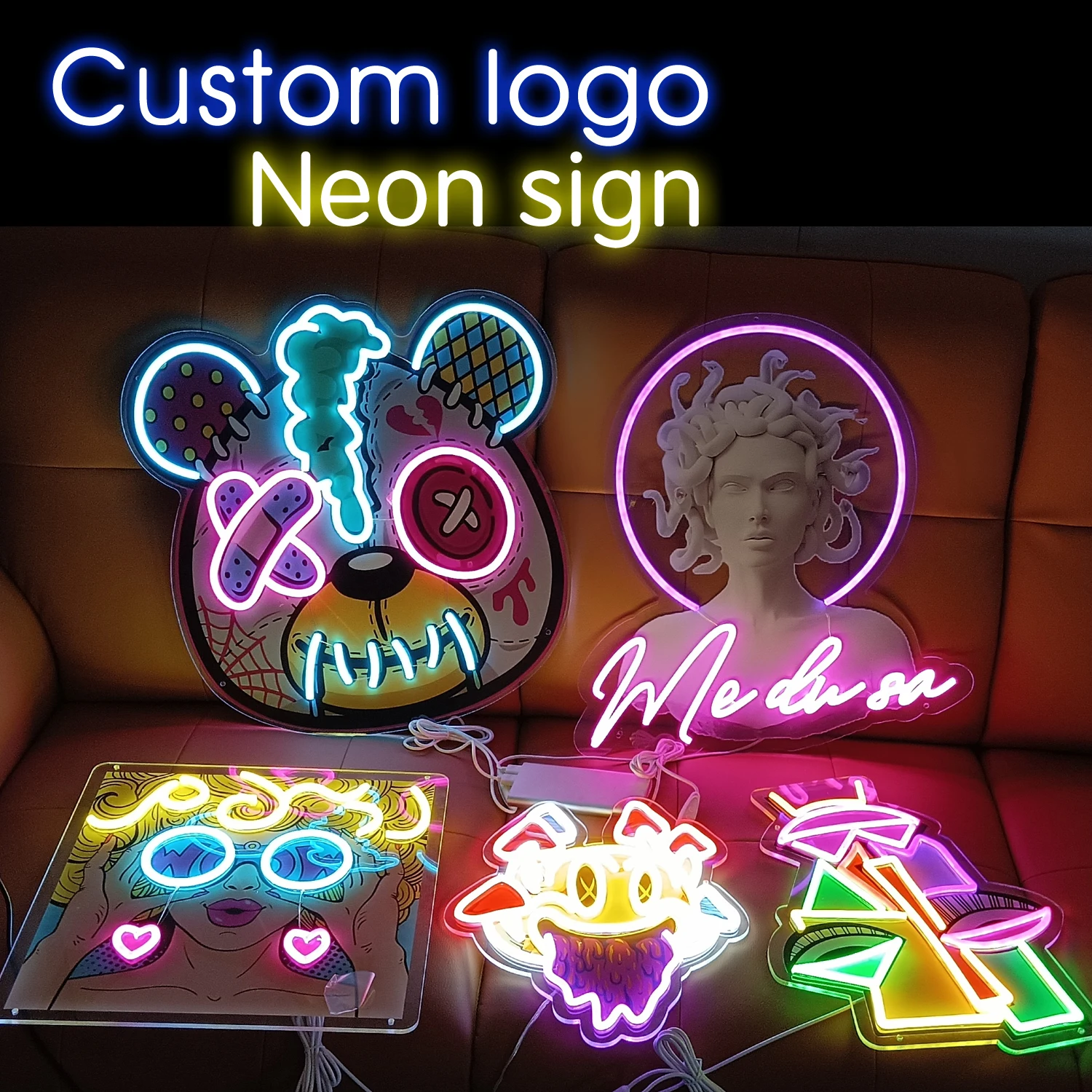 Tanda Neon tanda 3d khusus untuk logo bisnis, LEd kustom besar tanda Logo bisnis Neon tanda logo kustom, led tanda logo cetak UV