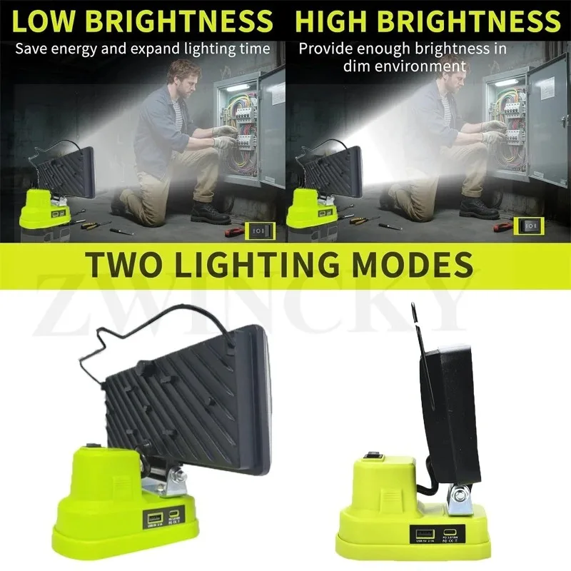 For Ryobi 18V Lithium Battery P107 P108 P109 LED Working Lights Portable Lanterns Camping Lamp Torch Flashlights Spotlights