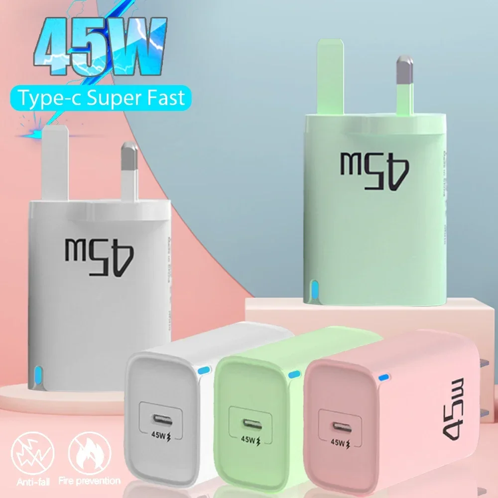 Type-C Fast Charger Colorful Mobile Phone Chargers USB C Charging Plug Universal EU/US/UK Adapter For iPhone Samsung Huawei OPPO