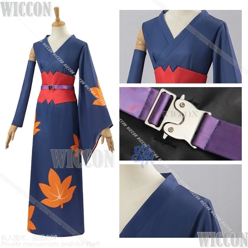 Tsukuyo تأثيري أنيمي كينتاما جيرسي مثير عالية الشق ثوب الكيمونو الياباني مابل ليف نمط فستان Kawaii هالوين كوميك كون لعب الأدوار