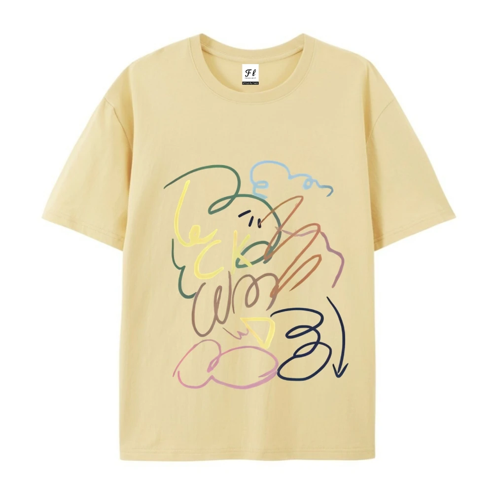T-shirt 2025 New Summer Simple Casual Top Japan  Korean Style Fun Wacky Abstract Print Cotton Harajuku Lady Tee Women Cute Y2k