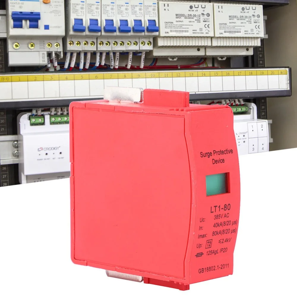 Practical 1P Home Protective Device 80KA AC 385V Arrester Household Protector Home Application