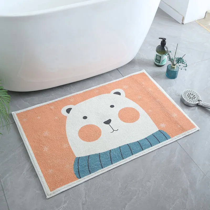 

Bath Mat Non-slip Cartoon Bear Door Mat Absorbent Carpets For Living Room Bedroom Bedside Sofa Floor Mat Hallway Soft Fluffy Rug