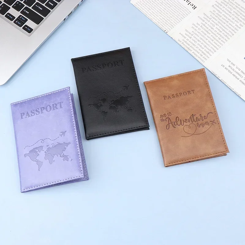 ปกหนังสือเดินทาง PU แบบยูนิเซ็กซ์ ปกหนังสือเดินทางบางเฉียบสำหรับเดินทาง กระเป๋าสตางค์ใส่บัตรแฟชั่นเรียบง่าย ของขวัญสำหรับผู้ชายและผู้หญิง