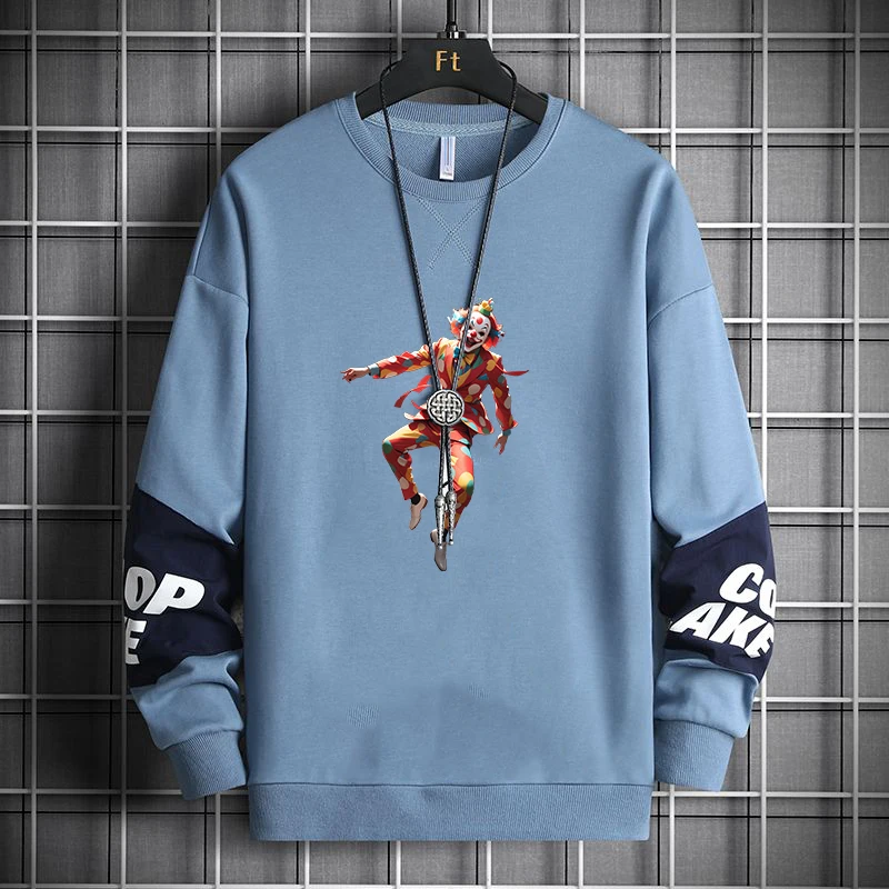 

Мужской свитшот свободного кроя с круглым вырезом и принтом, зимний, повседневный, в гонконгском стиле, больших размеров, удобный, из смесового хлопка