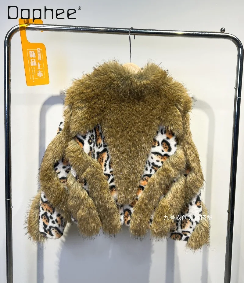 Europe Station Winter New Fashion Leopard Print Mink Fur Coat Women Loose Warm Versatile Overcoat Trendy High End Faux Fur Coat