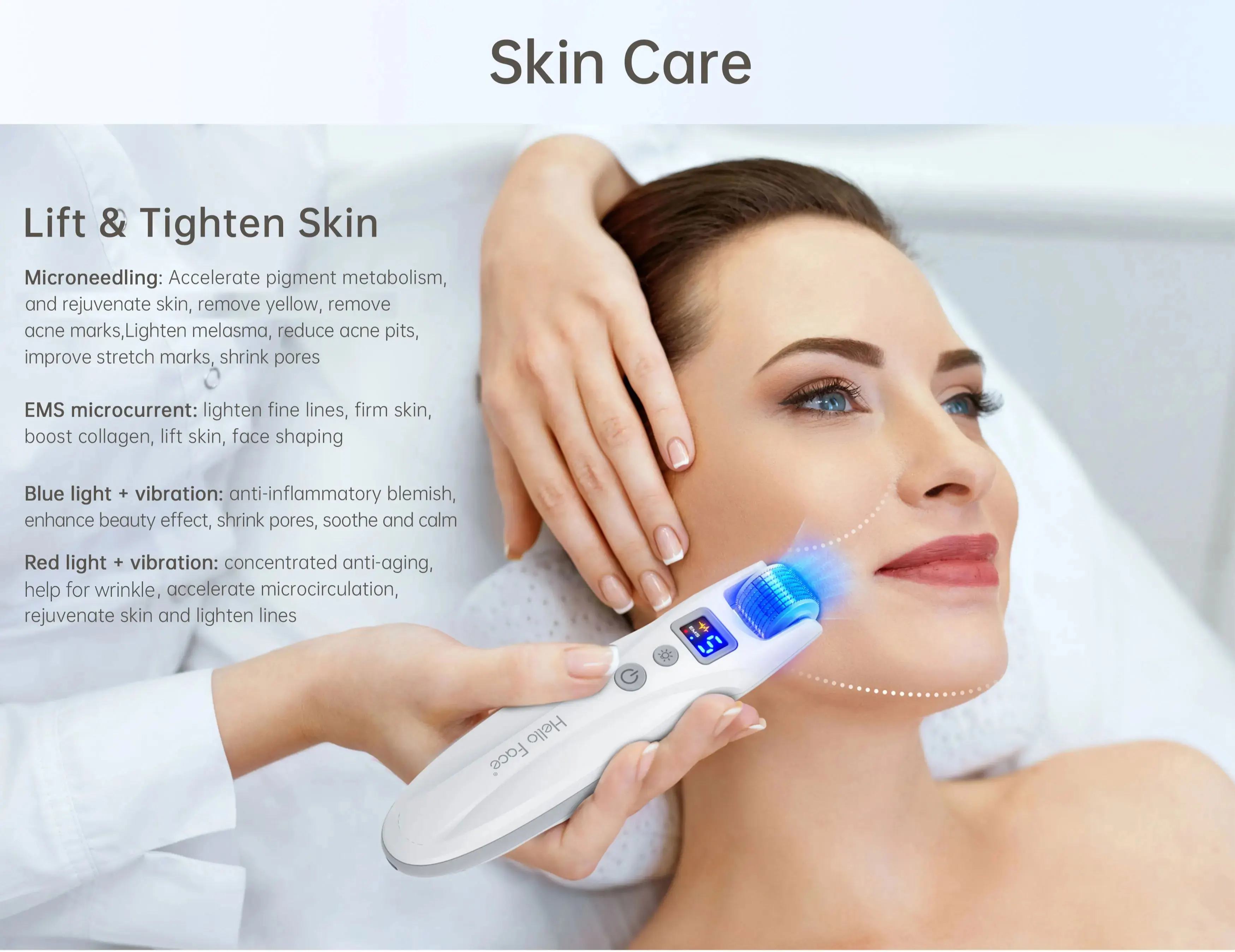 Derma Roller G5 Bio Roller EMS Microneedling Pen Machine LED Microcurrent Vibration Red Light Therapy For Hair Growth