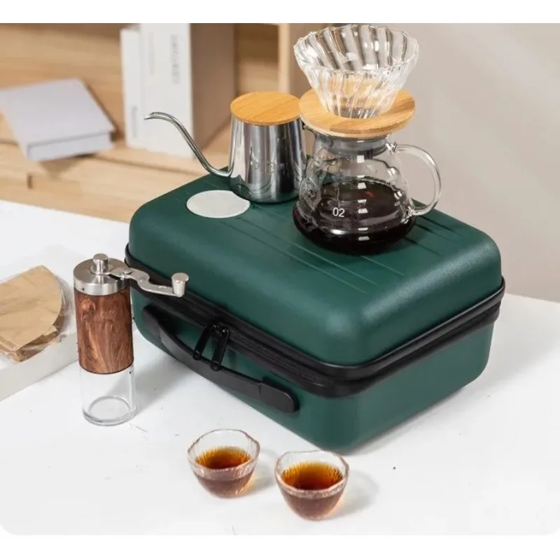 Hot SaleCamping Pour Over Coffee Maker Set Portable Suitcase Arabic Ethiopia Turkish Coffee Set  Coffee Maker Set