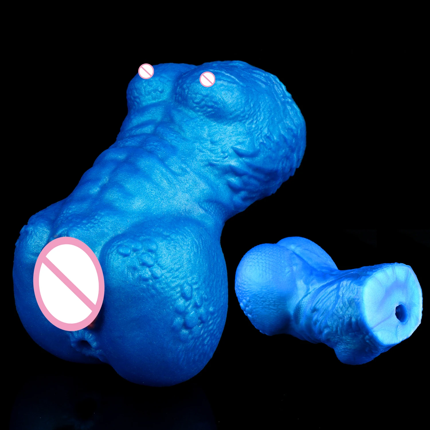 Blue Scaled Fantasy Armor Men's Stroker Pleasure Sleeve, Soft Silicone Masturbator Cup, Novelty Adult Toy Male Training Device