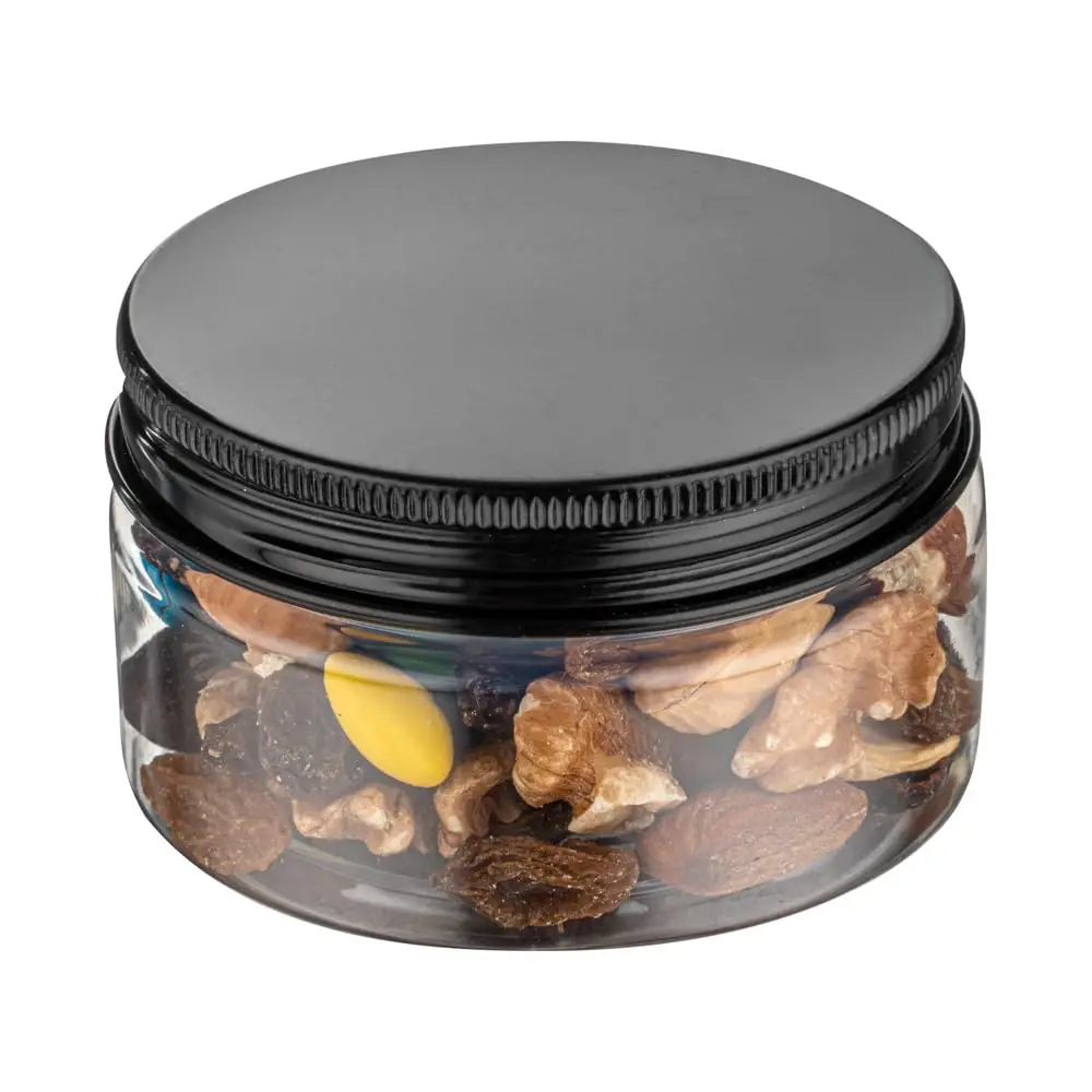 

Rw Base 4 Ounce Candy Jars, 10 Durable Kitchen Storage Containers - Round, Airtight Seal, Clear Plastic Sna Jars With Bla