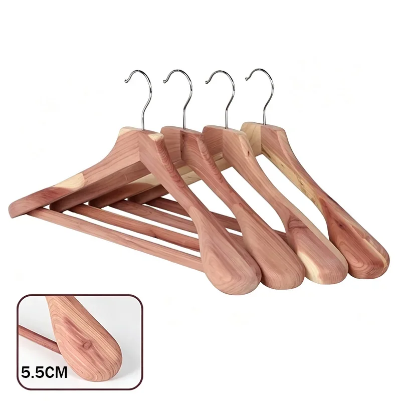 5.5CM Wide Shoulder Cedar Hangers,Smooth Finish Cedar Wood Hanger with Swivel Hook for Suit Coat,Luxury Durable Jacket Organizer