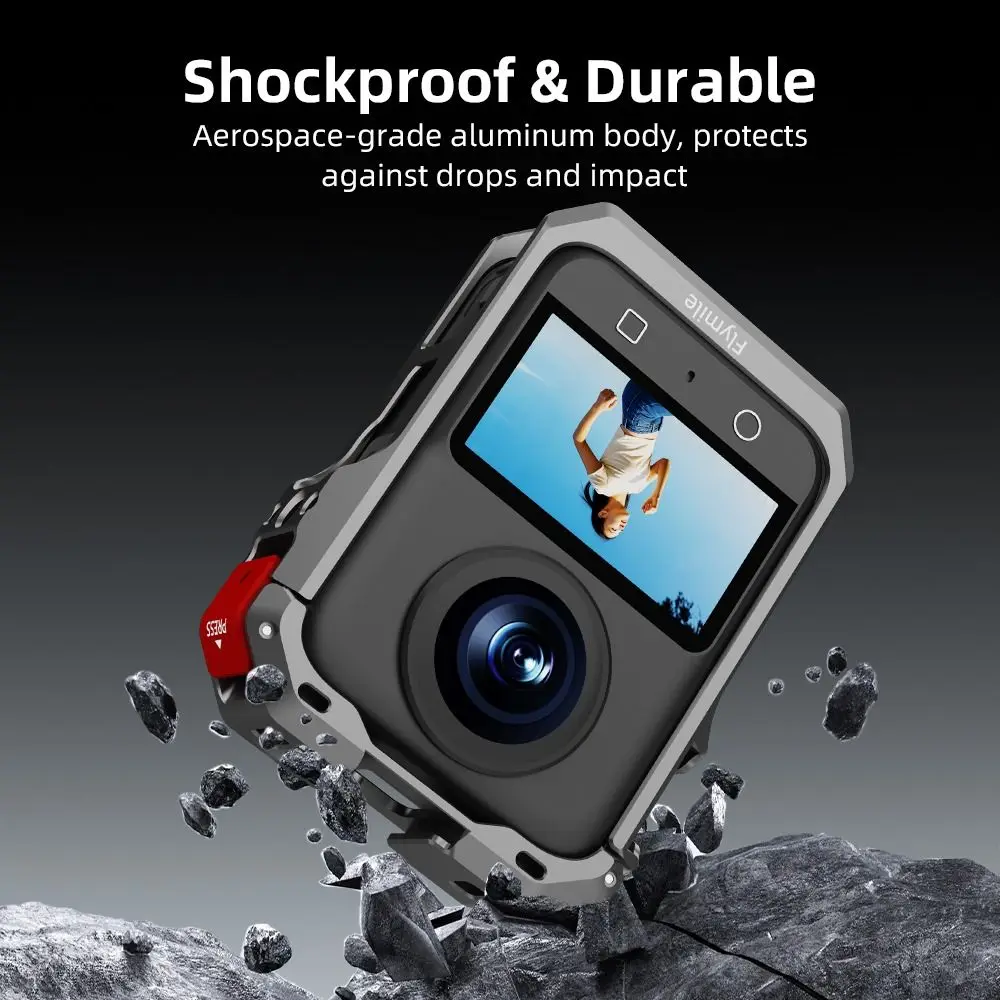 Capa protetora de liga de alumínio, liberação rápida, rosca de 1/4 ", expansão, gaiola de coelho de metal com tampa de lente para dji osmo 360