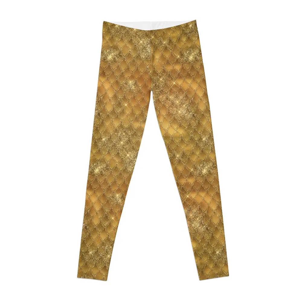 Sparkly dragon scale design - gold Leggings trousers Women's trousers Womens Leggings