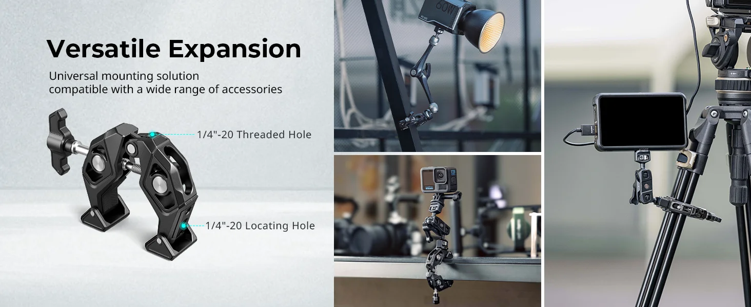 SmallRig Magic Arm mit Krabbenförmiger Klemme aus Legierung, Tragkraft 1,5 kg für Action-Kameras, Monitore, Videoleuchten und Mikrofone 5312 – Detail 9