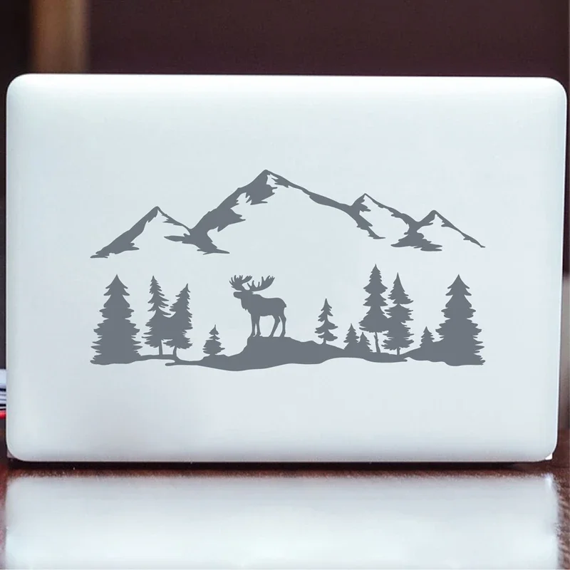 Für SUV RV Camper Offroad Elch Bäume Wald Berg Silhouette Vinyl-Kunst-Aufkleber Auto-Dekor Outdoor-Wanderaufkleber Dekoration – Detail 3