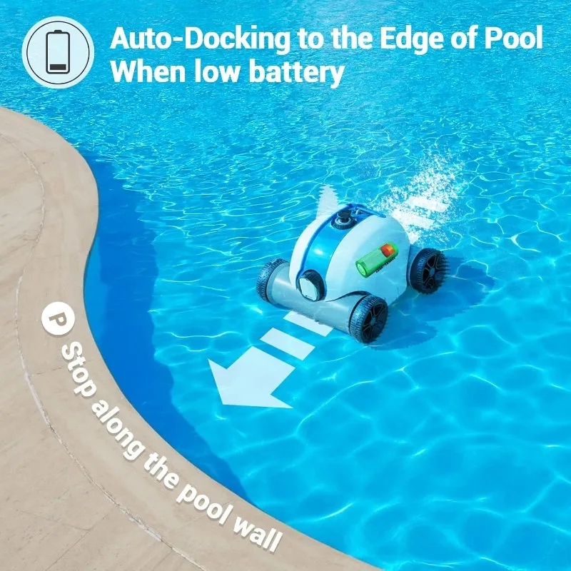 Rock&Rocker  Cordless Robotic Pool Cleaner，Pool Vacuum   Runtime, Powerful Suction,Robotic Pool Cleaners