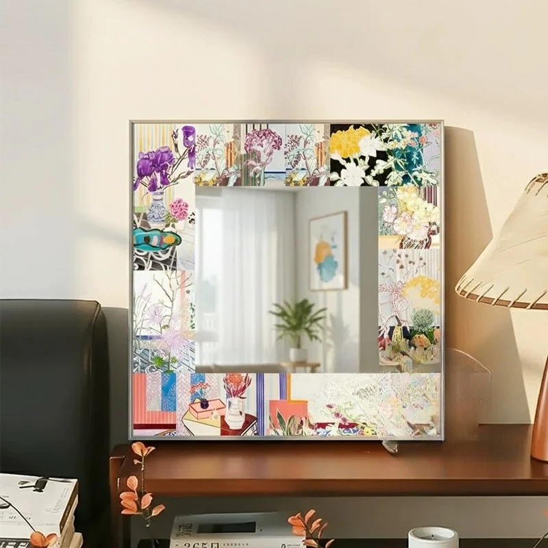 Square Funky Mirror Decoration Modern Vanity Aesthetic Makeup Cosmetics Mirror Luxury Vintage Espelhos Living Room Decorations