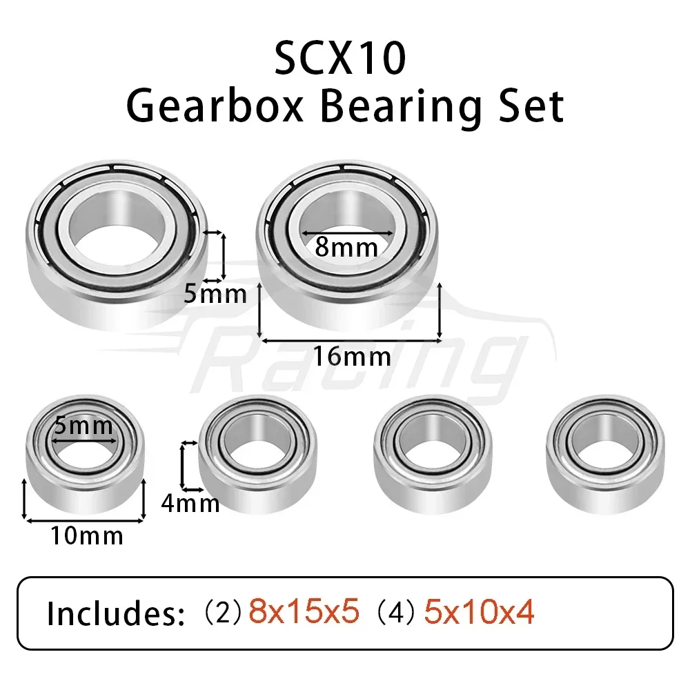 Zestaw łożysk uszczelnionych ze stali chromowanej do gąsienic RC Axial 1/10 SCX10 Geabox 90027 Pro II III Capra 1/18 UTB18 1/24 SCX24 90081