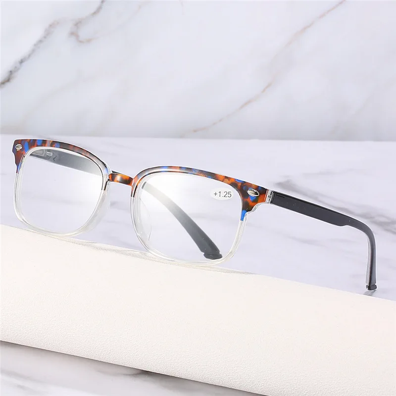 Leopard Square Reading Glasses Women Men Rivet Presbyopia Eyeglasses With Diopter +1.0 +1.25 +1.75 +2.25 +3.25 +3.75 +4.0