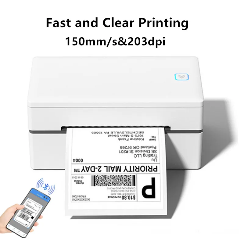 حزم التجارة الإلكترونية طابعة ملصقات بدون حبر 4x6 طابعة ملصقات الشحن الحراري بلوتوث متوافقة مع نظام التشغيل Android iOS Windows Mac OS