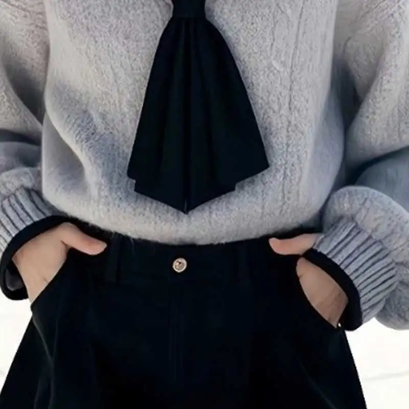 Damskie ubrania wiosna jesień moda koreańska jednolity kolor dzianina damska czysta elegancja delikatny styl wyszczuplające swetry bluzki
