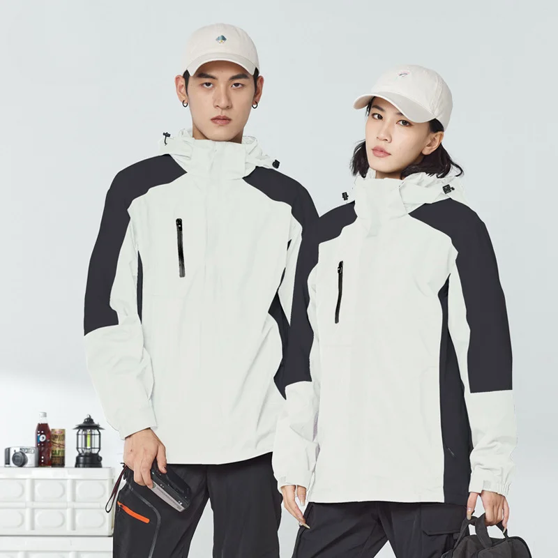 Hardshell Jacket 3-in-1 Men's and Women's Winter Two-piece Set Removable Windproof Waterproof Warm Thick Ski Work Clothes