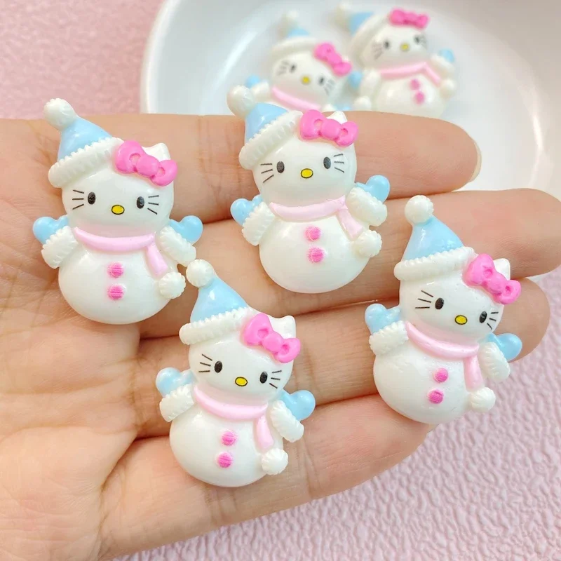 10Pcs New Mini Kawaii Cartoon cat with hat and bow tie Series Resin Scrapbook Diy Jewelry Children Hairpin Accessories - Image 5