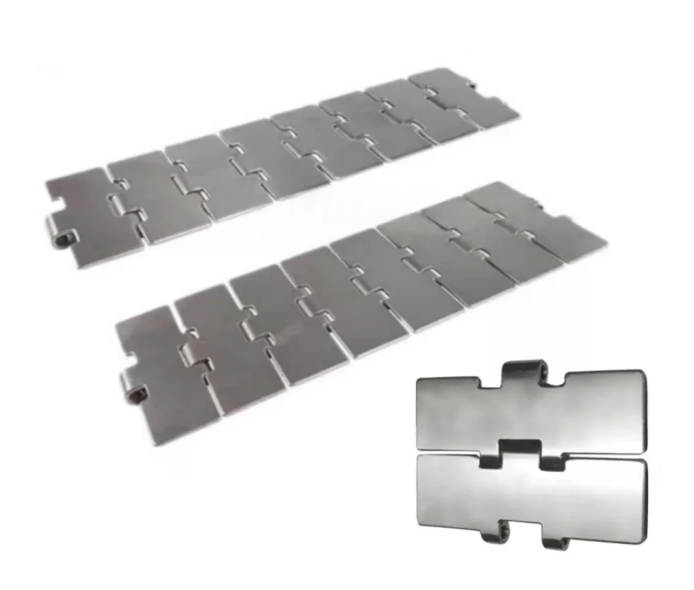 1Meters Width:82.6mm Food Grade 304 stainless steel chain plate 812 single-stranded straight chain plate pitch 38.1
