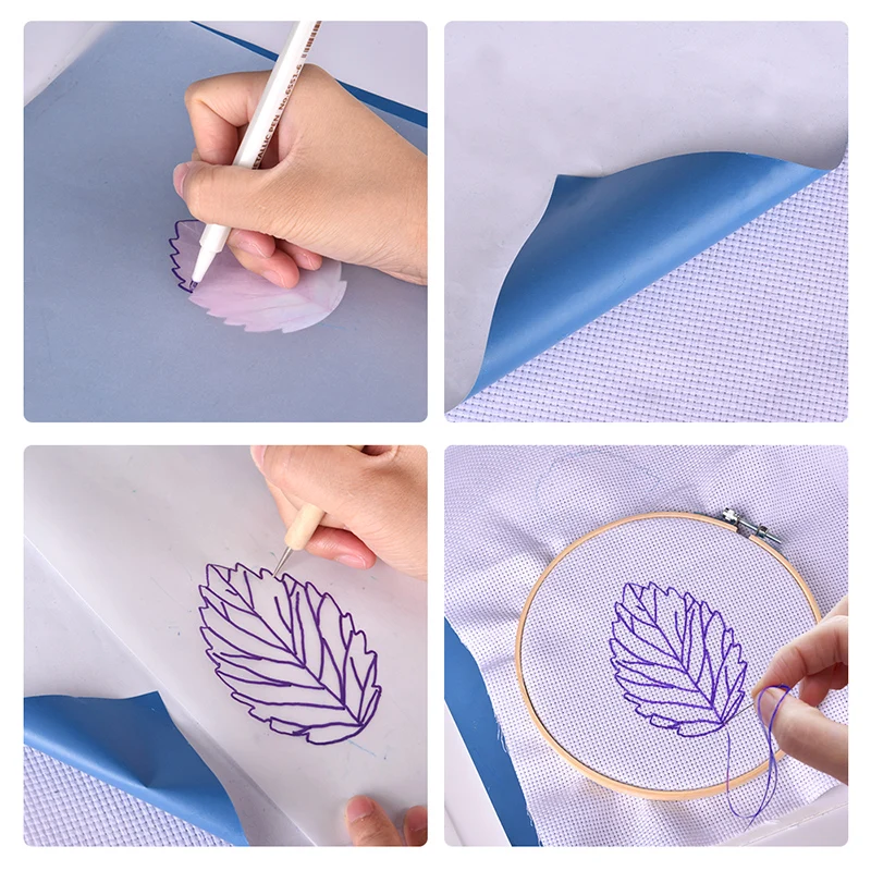 10pcs Embroidery CarbonTransfer Paper With Iron Pen Kit For Handmade Craft-Carbon Water-Soluble Tracing Paper DIY Sewing Tools