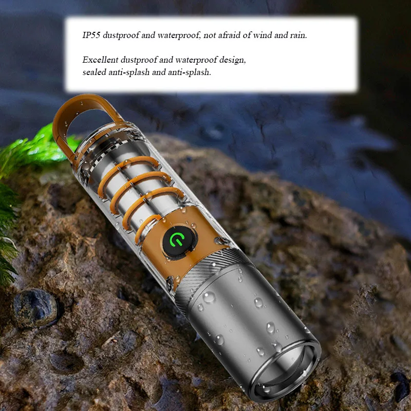 Outdoor Multi-functional Flashlight Waterproof And Dust-proof P50/White Laser Ambient Camping Light with Hook