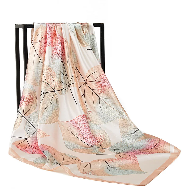 1 pçs 90cm padrão de folha de bordo impresso grande lenço quadrado para mulheres fresco e versátil sacos de chapéu roupas cachecóis