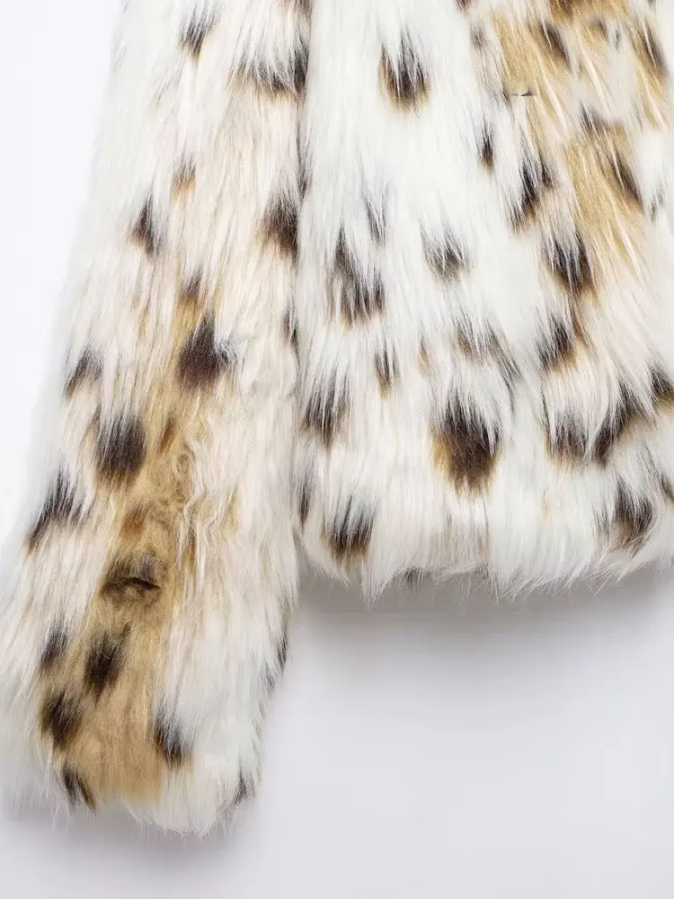 Damska gruba, ciepła kurtka/płaszcz ze sztucznego futra, kołnierz z klapami, długi rękaw, zapinana na guziki, odzież wierzchnia damska, eleganckie topy, moda