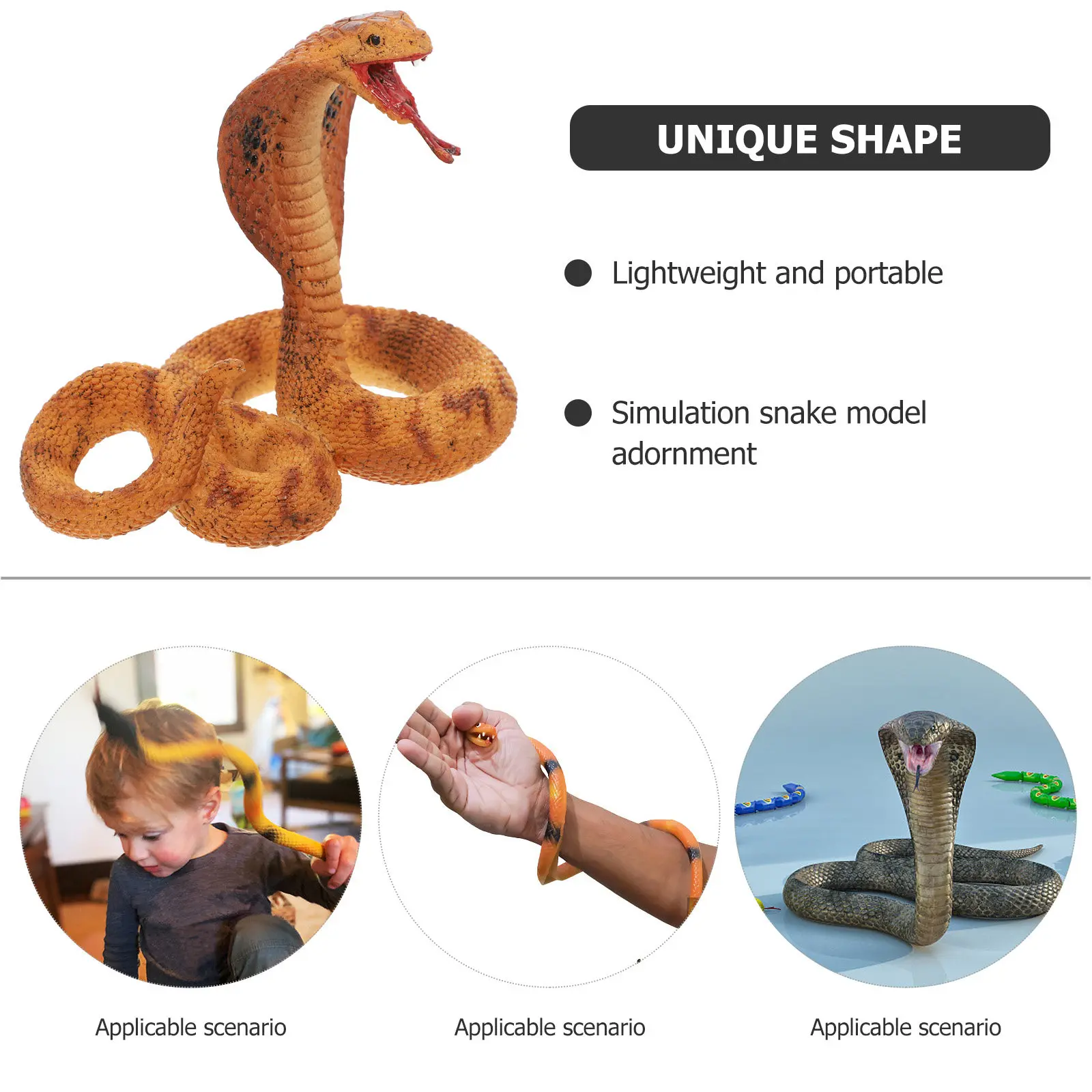 

Реалистичная имитация змеи-кобры: пластиковая фигурка для обучения детей, декоративная статуэтка рептилии для рабочего стола