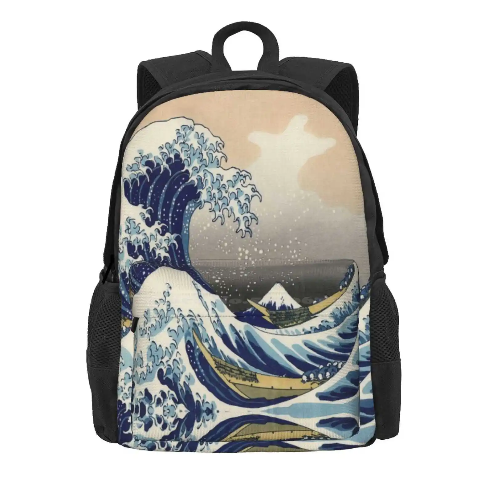 Great Wave Hot Sale Schoolbag Backpack Fashion Bags Sondersky Black Milk Sea Hokusai Great Wave Off Kanagawa Woodblock Vintage